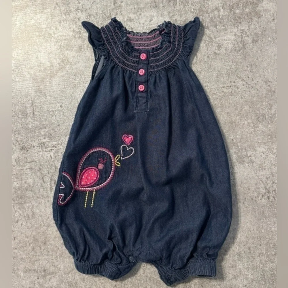 Carter's Just One You Girls Size 3 Month Blue denim Romper